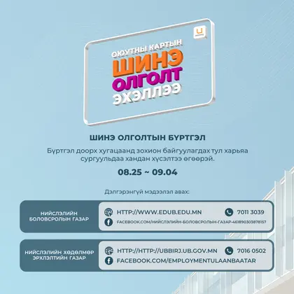 Оюутны карт олгох удирдамжтай танилцана уу!
